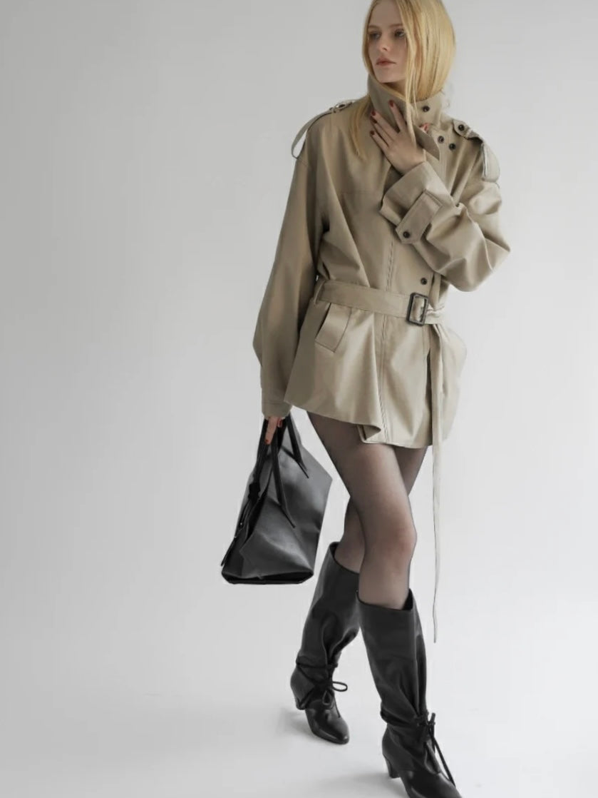 SAMPLE SALE ] ISABELLA SHORT TRENCH COAT – AMOMMA