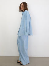 denim tuck wide pants