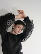 AMERI LONG SLEEVE DOT TULLE TOPS（長袖）