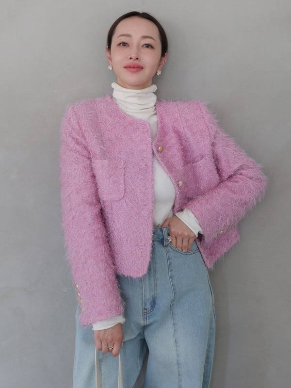 fluffy lame tweed jacket