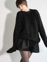 GLITTER ROUND NECK KNIT (BLACK)