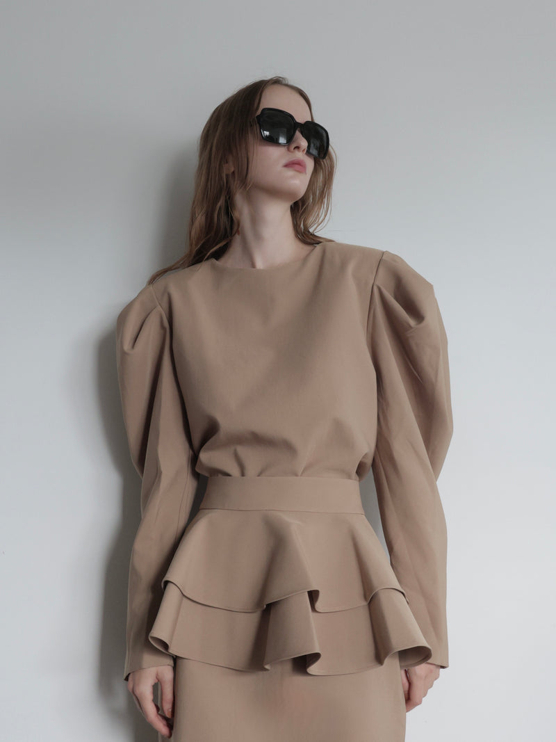 puff shoulder ribbon blouse