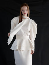 puff shoulder ribbon blouse