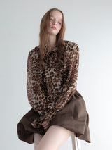 leopard ribbon sheer shirts