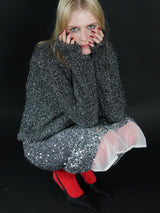 glitter round neck knit