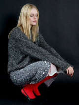 glitter round neck knit