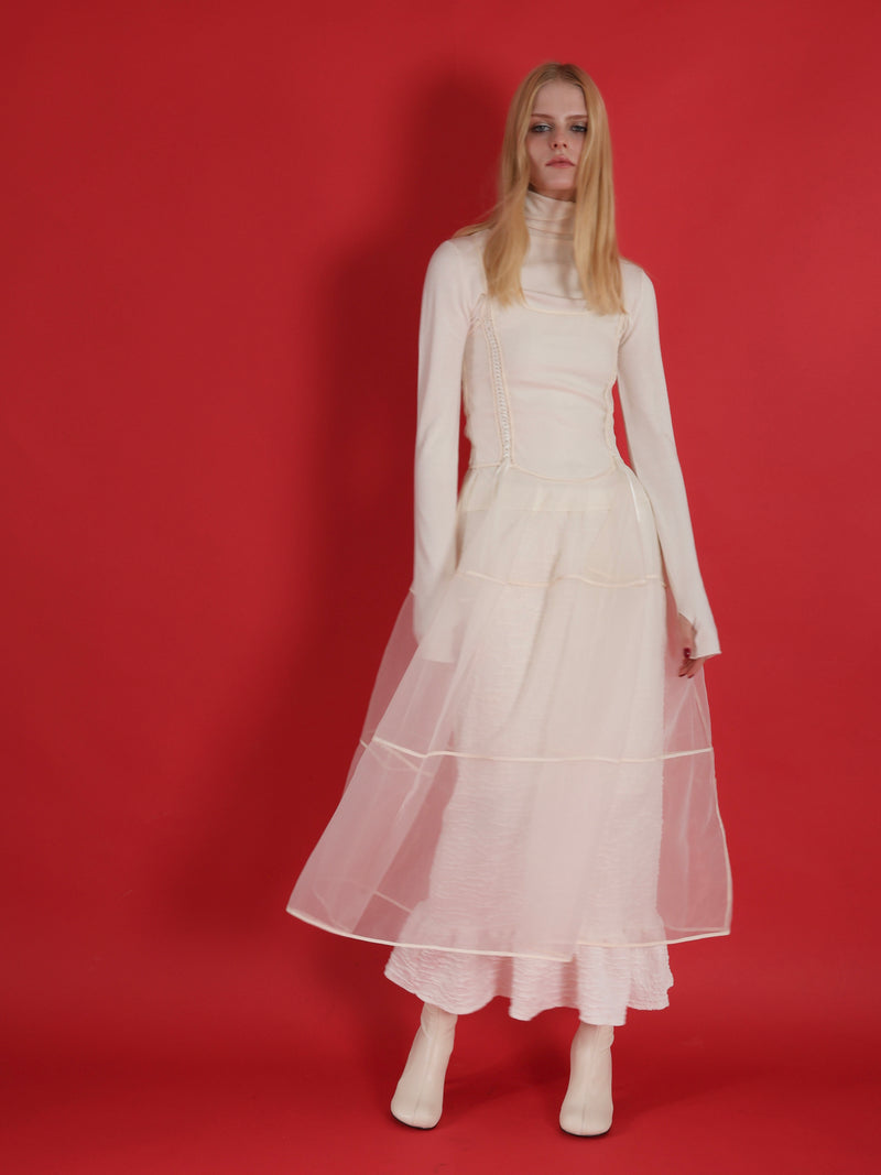 lace up sheer corset dress