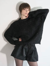 GLITTER ROUND NECK KNIT (BLACK)