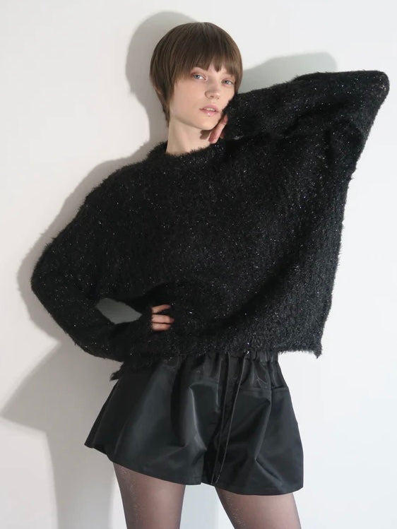 【阪急うめだ本店 POP UP】GLITTER ROUND NECK KNIT (BLACK)