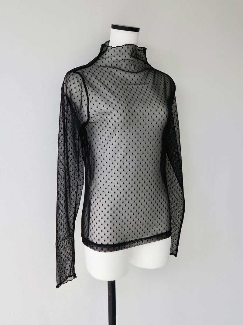 pin dot see through long tee