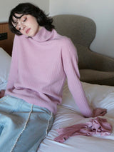 WOOL LAME RIB TURTLE KNIT