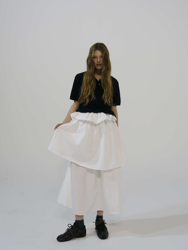 VOLUME UP FLARE SKIRT(WHITE)