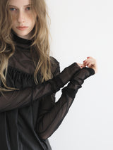 LONG SLEEVE SHEER TOPS( DOT / BLACK )