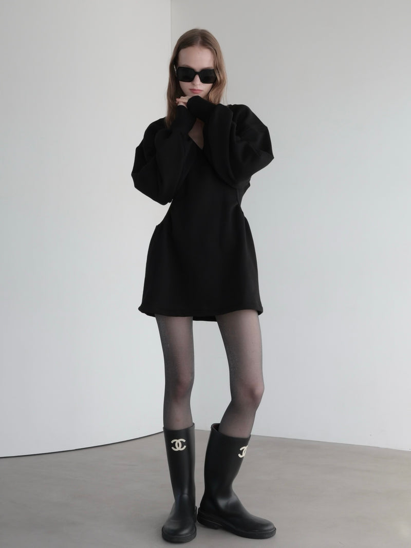 v neck sweat mini dress