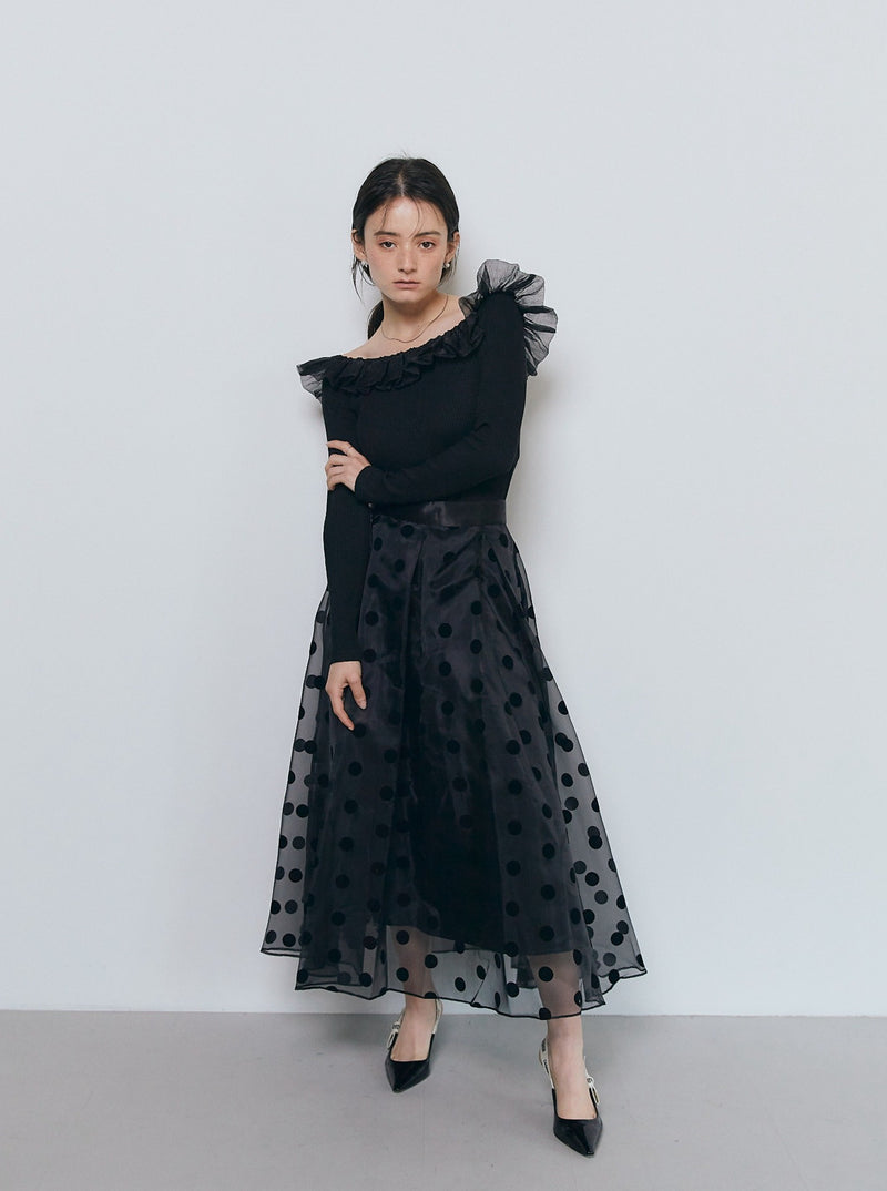 TULLE FLARE DOT SKIRT