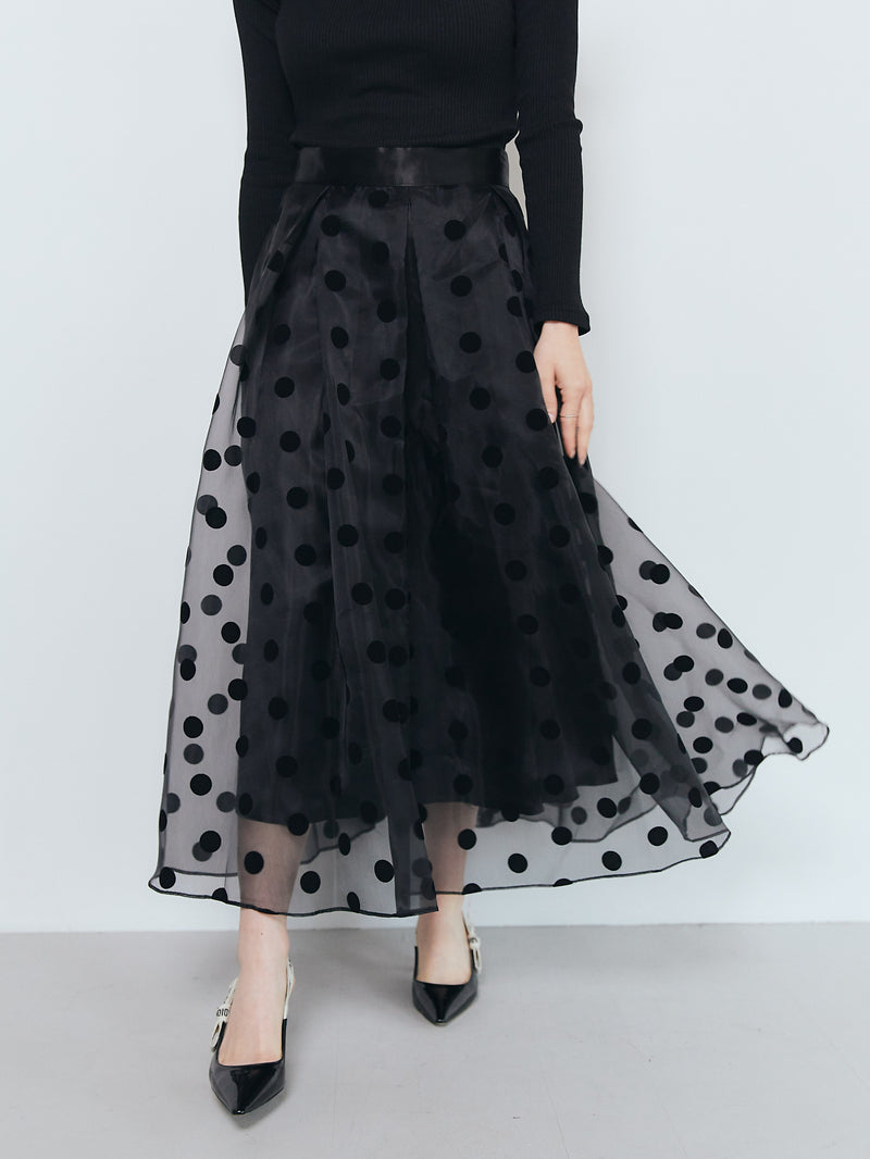 TULLE FLARE DOT SKIRT