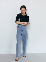 DAMAGED DENIM PANTS ( BLUE )