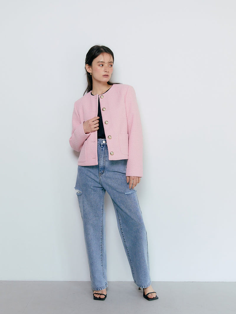 DAMAGED DENIM PANTS ( BLUE )