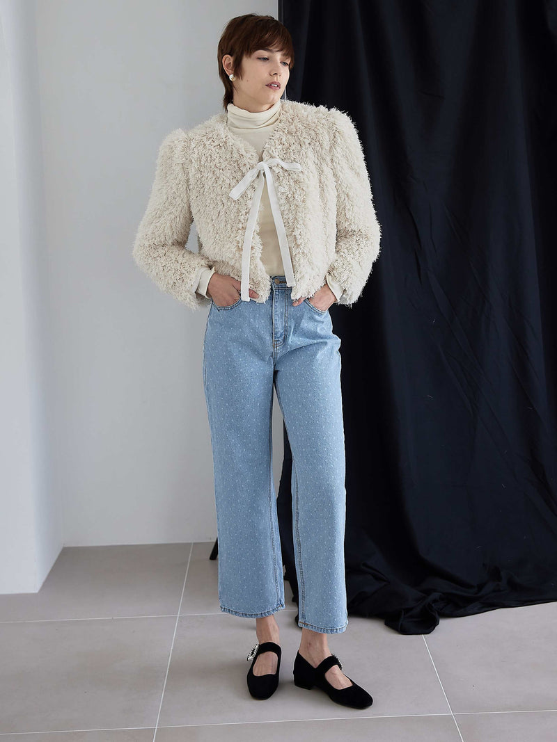 VELOUR RIBBON FUR LIGHT COAT