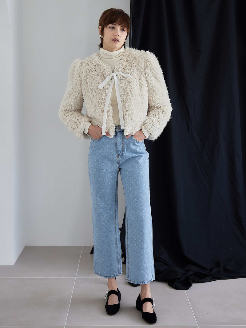 VELOUR RIBBON FUR LIGHT COAT