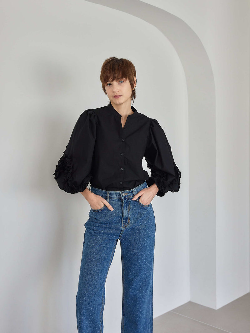 【4/30(火) 正午12時 再販売】 DOT DENIM PANTS