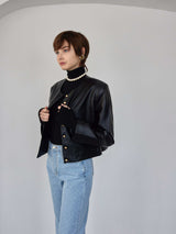 GOLD BUTTON ECO LEATHER JACKET