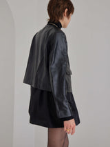 GOLD BUTTON ECO LEATHER JACKET