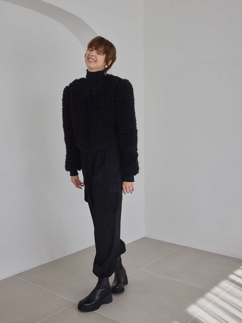 VELOUR RIBBON FUR LIGHT COAT