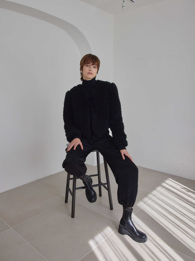VELOUR RIBBON FUR LIGHT COAT