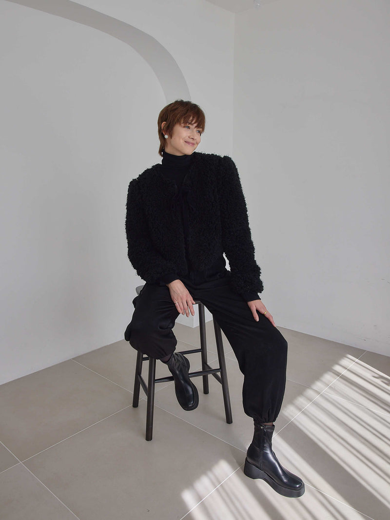 VELOUR RIBBON FUR LIGHT COAT