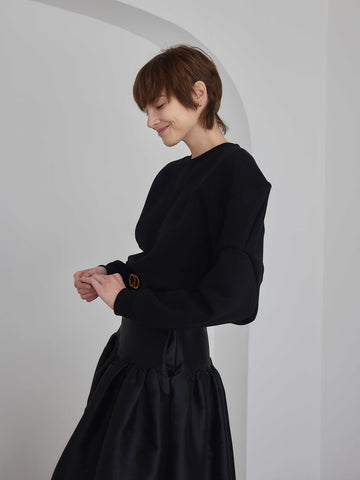 PUFF SLEEVE SWEAT (BLACK) – AMOMMA