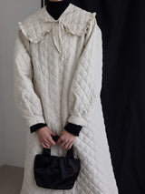 QUILTING FRILL COLLAR COAT
