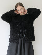 VOLUME RIBBON SHAGGY CARDIGAN