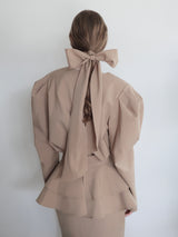 puff shoulder ribbon blouse