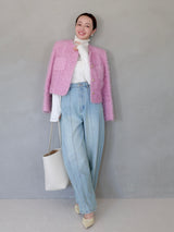 fluffy lame tweed jacket