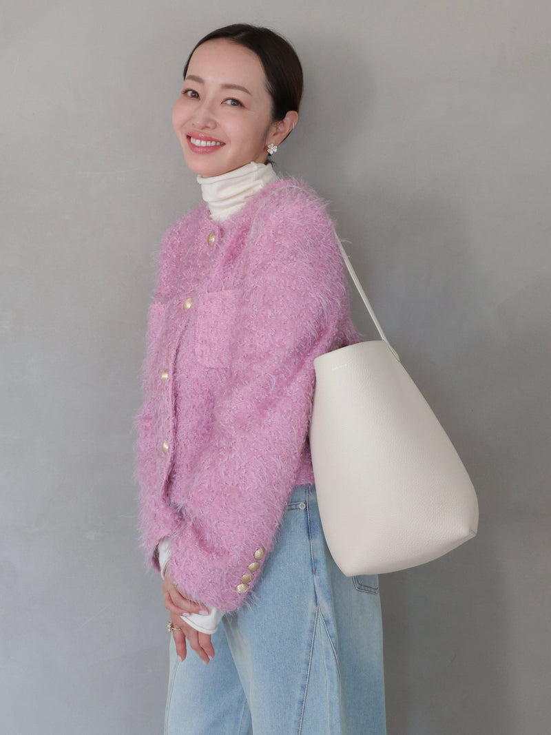 fluffy lame tweed jacket