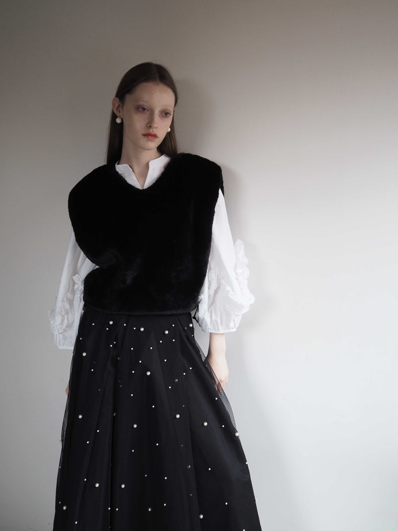 TULLE PEARL LAYERED SKIRT