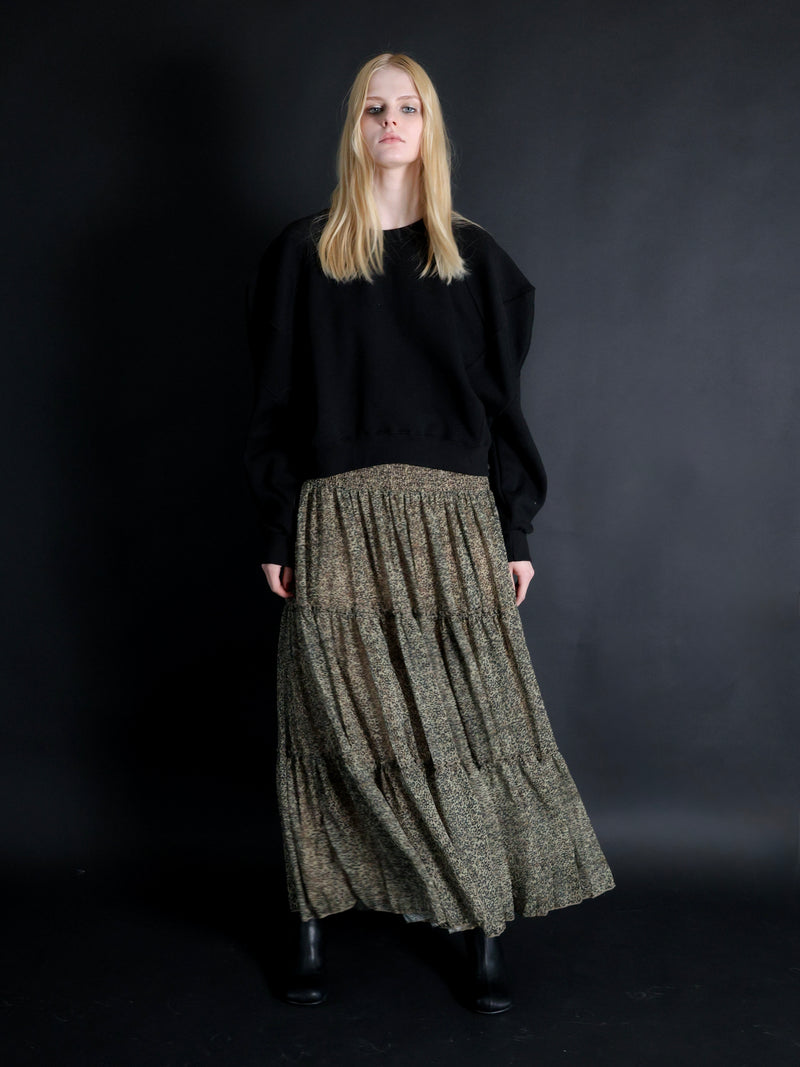 LEOPARD SHEER TIERED SKIRT