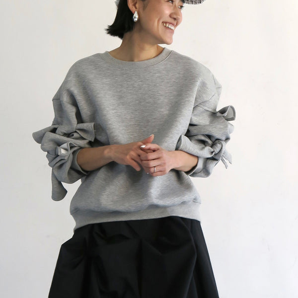 AMOMMA ￼グレー スウェット フリーサイズ 綿100% PUFF SLEEVE SWEAT (GREY) – AMOMMA