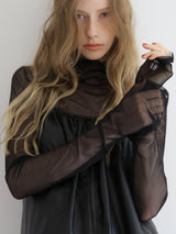LONG SLEEVE SHEER TOPS( DOT / BLACK )