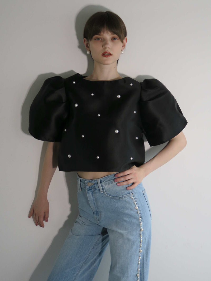 【阪急うめだ本店 POP UP】PEARL PUFF SLEEVE BLOUSE (BLACK)