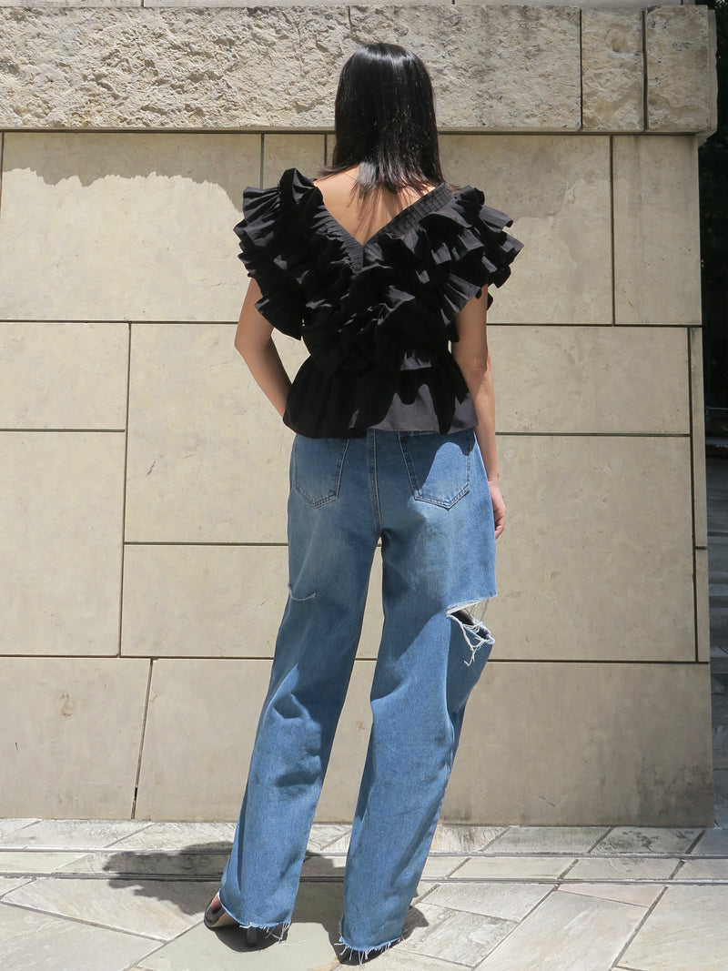 【阪急うめだ本店 POP UP】RAFFLE FRILL TOPS（BLACK）