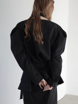 puff shoulder ribbon blouse