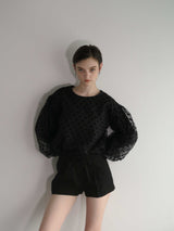 AMERI LONG SLEEVE DOT TULLE TOPS（長袖）