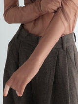 [ SAMPLE SALE ] LONG SLEEVE SHEER TOPS( BROWN )