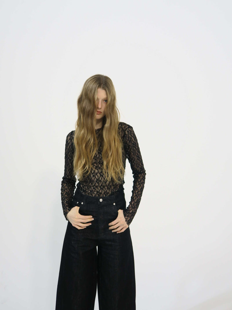 【阪急うめだ本店 POP UP】BACK OPEN LACE TOPS (BLACK)