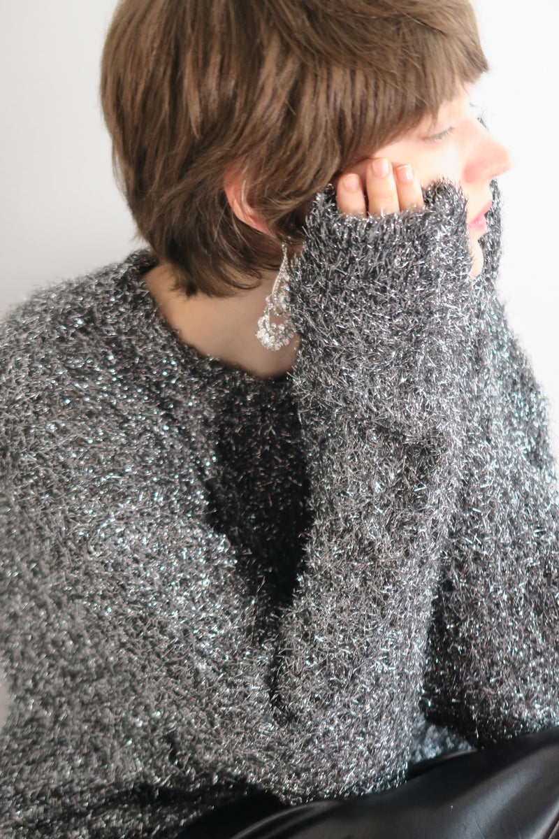 【阪急うめだ本店 POP UP】GLITTER ROUND NECK KNIT (GREY)