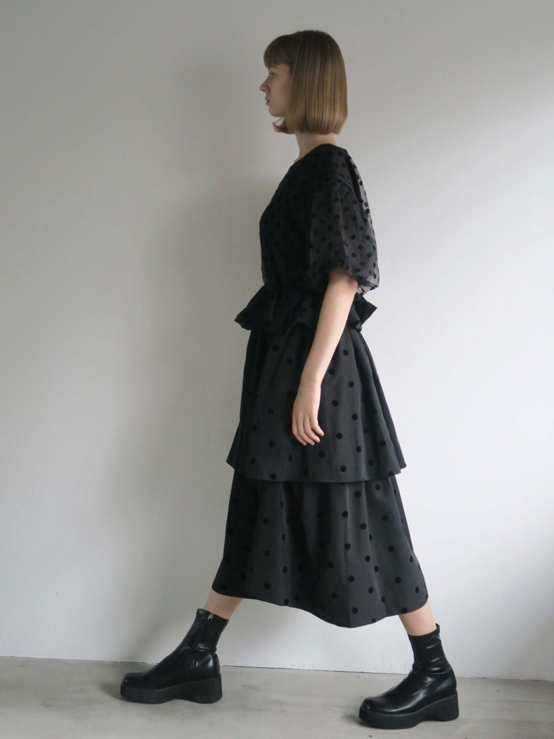 VOLUME UP FLARE SKIRT(DOT)