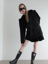 wool puff shoulder knit