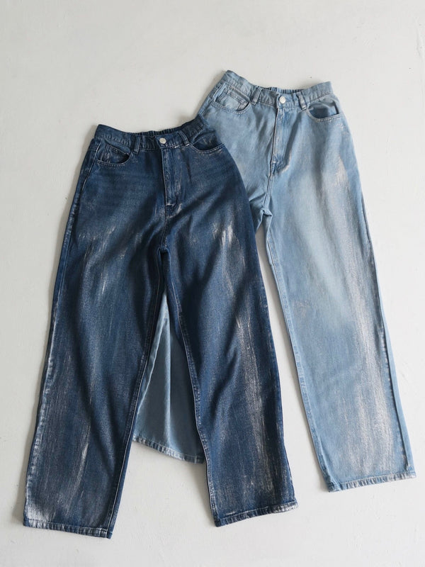 FOIL DENIM PANTS